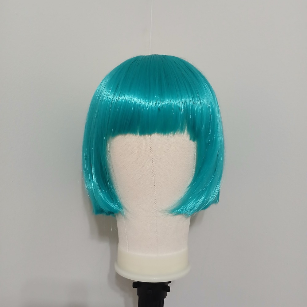 Cosplay Short Bob Wig with Bangs Teal Blue Synthetic 12 Inch NEW
